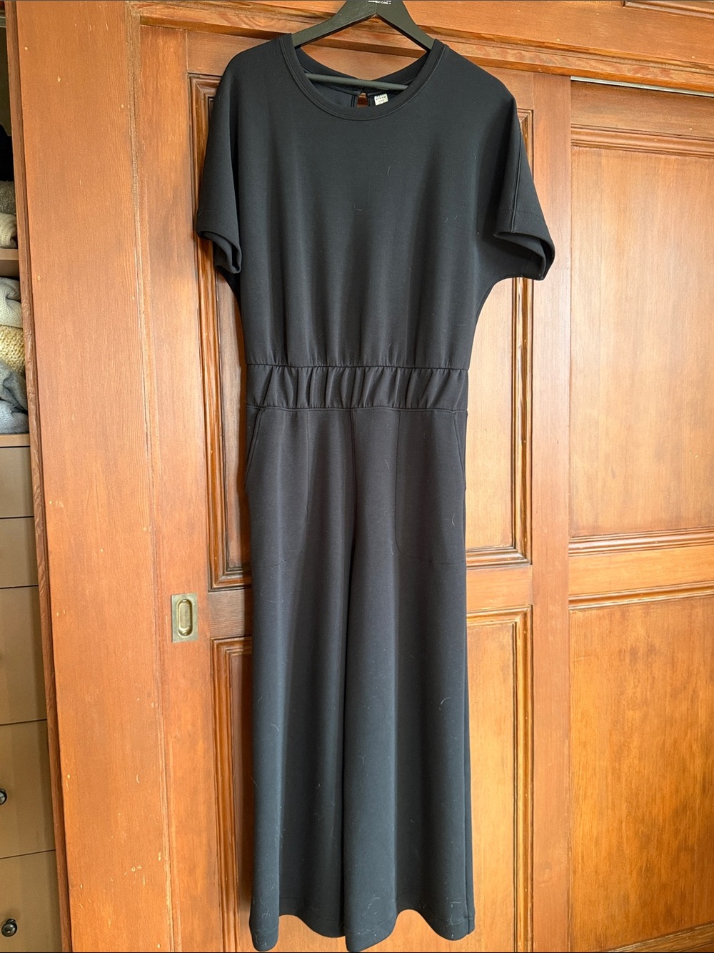 SPANX Black Short-Sleeve Maxi Dress with Defined Waist
